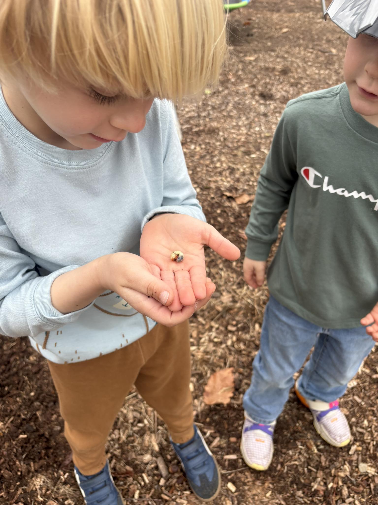 A Tuckahoe Learning Grove student exploring outdoors